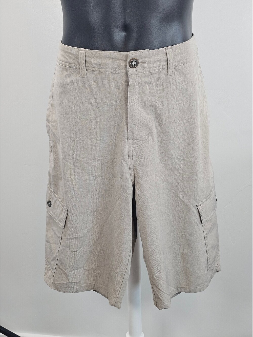 BkE Beige Cargo Shorts with Buttoned Pockets